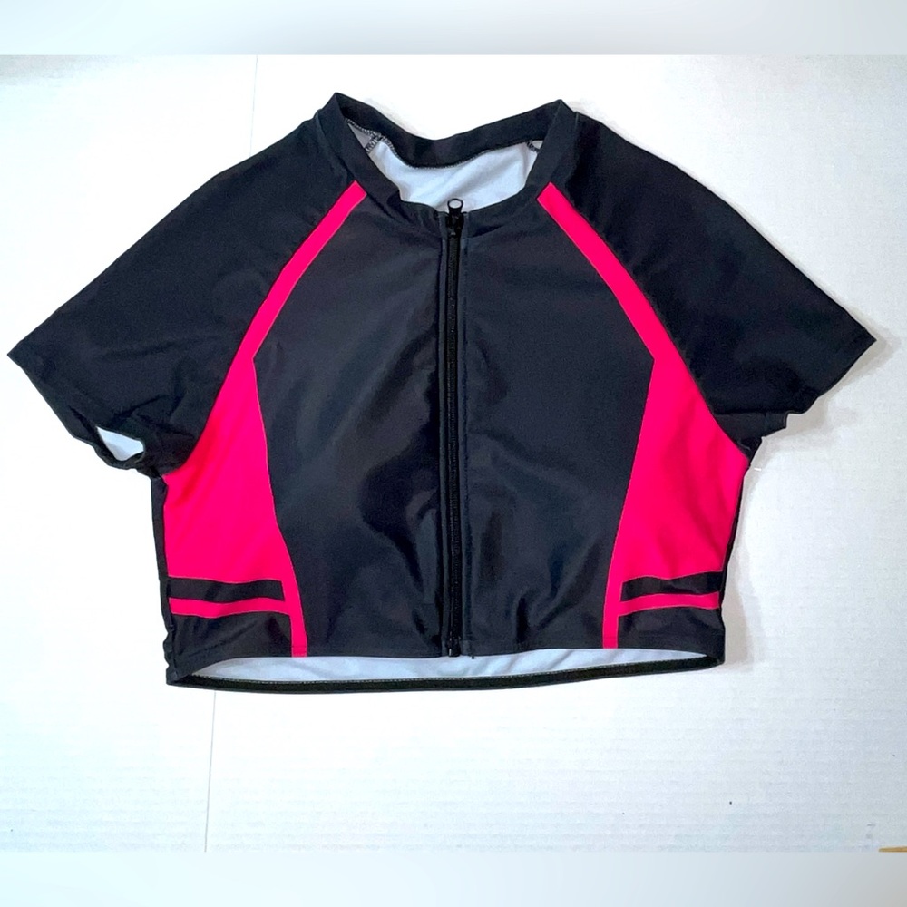 Cycling Short Sleeve Zip-Up‎ Top Women’s XL Black Pink Sports Biking Racing